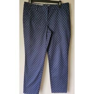 J Crew Pants Womens 4‎ Navy White Polka Dot Cafe Capri Trouser Preppy Chino
